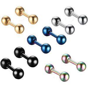 4mm Surgical Stainless Steel Ear Piercing Studs Earrings sets 5-6 Pair